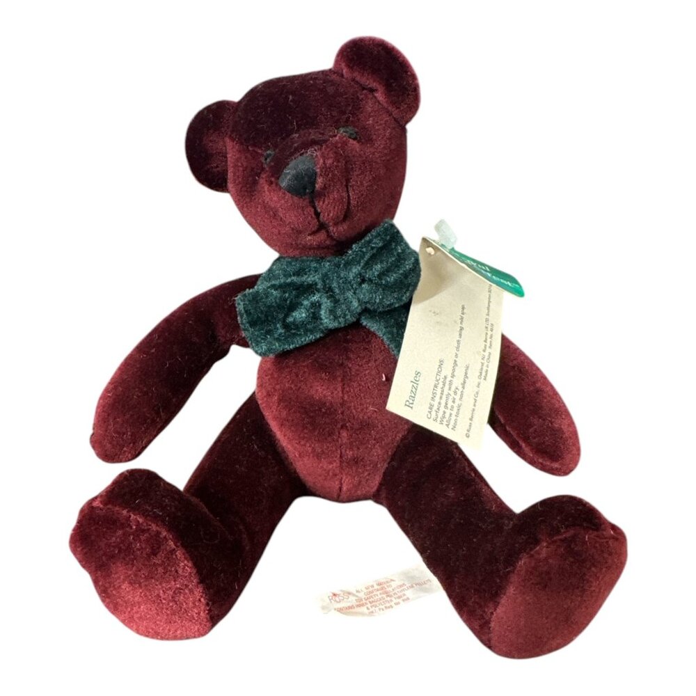 Vintage Russ Berrie "Razzles" Burgundy Bear - A Royal Winterfest 6" Plush w/ Tag